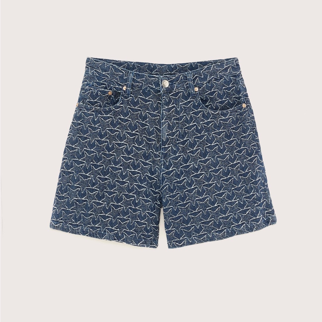 Bellerose Pactol Wide Denim Shorts "Star Rinse" Pattern Sizes 28 And 29 Brand Ne — image 2 of 8